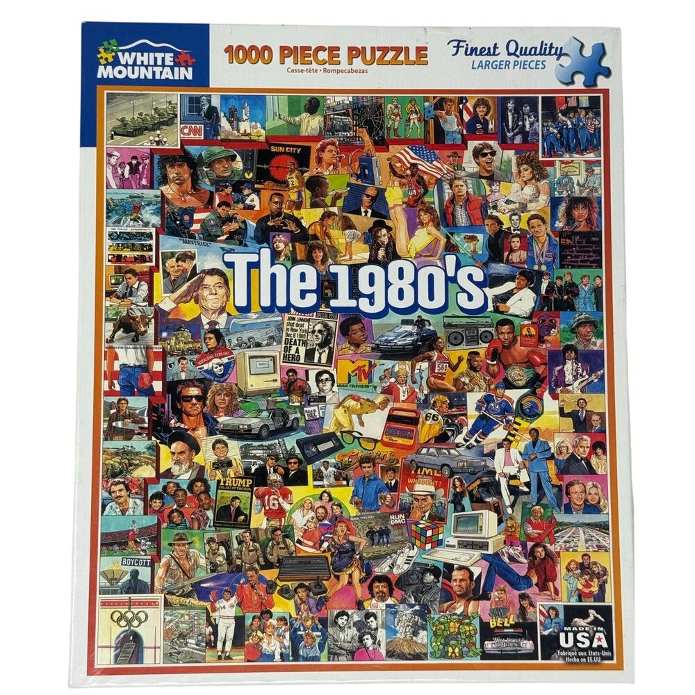 White Mountain 1980s Puzzle 1000 Piece 24x30 Retro Collage USA